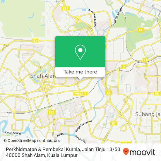 Peta Perkhidmatan & Pembekal Kurnia, Jalan Tinju 13 / 50 40000 Shah Alam