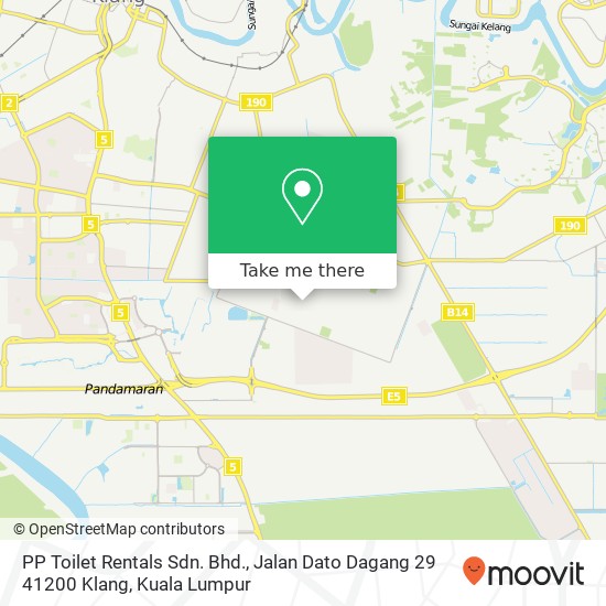 Peta PP Toilet Rentals Sdn. Bhd., Jalan Dato Dagang 29 41200 Klang