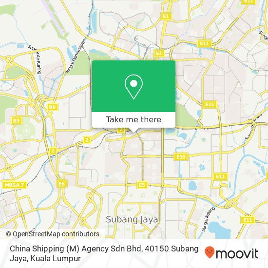 Peta China Shipping (M) Agency Sdn Bhd, 40150 Subang Jaya