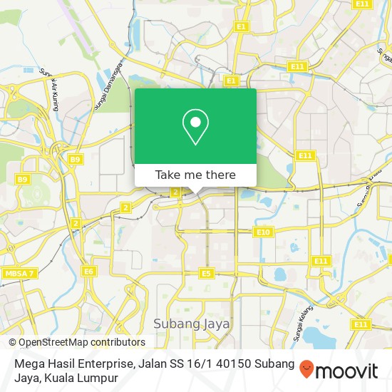 Peta Mega Hasil Enterprise, Jalan SS 16 / 1 40150 Subang Jaya