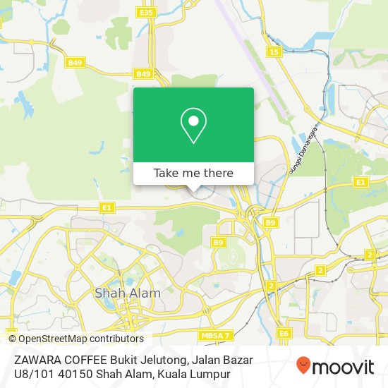 Peta ZAWARA COFFEE Bukit Jelutong, Jalan Bazar U8 / 101 40150 Shah Alam