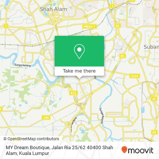 Peta MY Dream Boutique, Jalan Ria 25 / 62 40400 Shah Alam