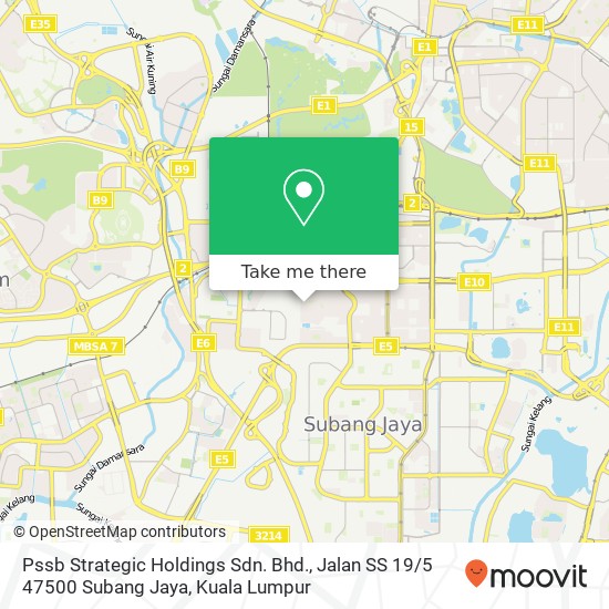 Peta Pssb Strategic Holdings Sdn. Bhd., Jalan SS 19 / 5 47500 Subang Jaya