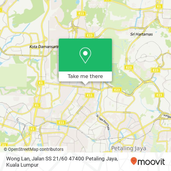 Peta Wong Lan, Jalan SS 21 / 60 47400 Petaling Jaya