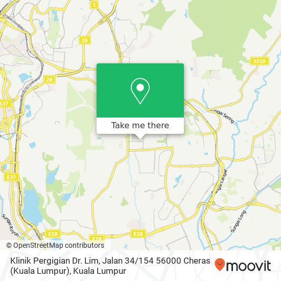 Peta Klinik Pergigian Dr. Lim, Jalan 34 / 154 56000 Cheras (Kuala Lumpur)