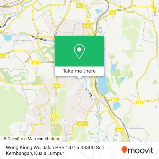 Peta Wong Kiong Wu, Jalan PBS 14 / 16 43300 Seri Kembangan