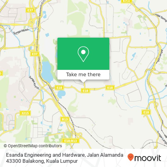 Peta Esanda Engineering and Hardware, Jalan Alamanda 43300 Balakong