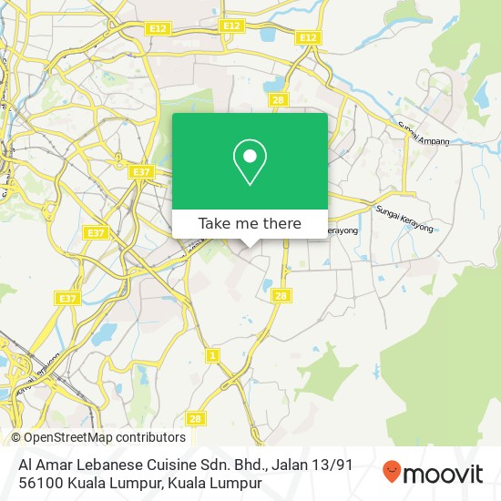 Peta Al Amar Lebanese Cuisine Sdn. Bhd., Jalan 13 / 91 56100 Kuala Lumpur