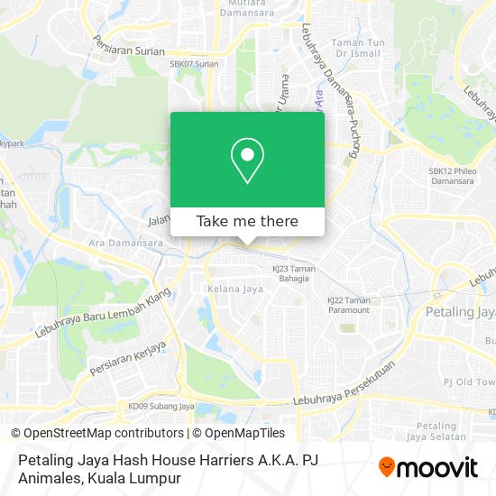 Peta Petaling Jaya Hash House Harriers A.K.A. PJ Animales