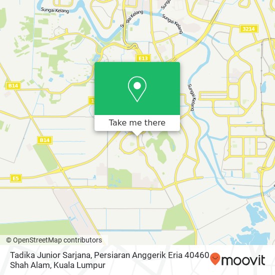 Peta Tadika Junior Sarjana, Persiaran Anggerik Eria 40460 Shah Alam