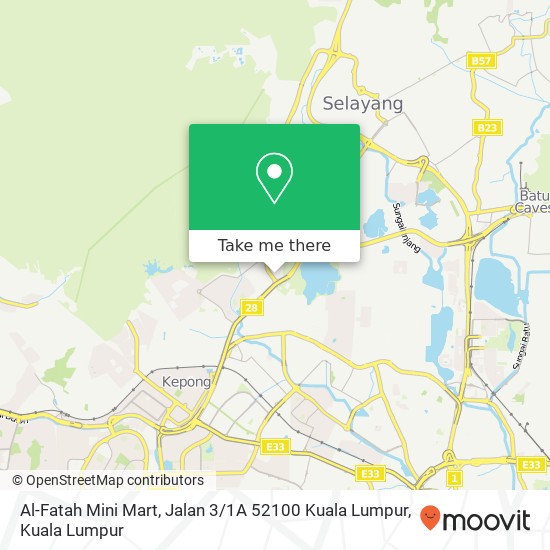 Peta Al-Fatah Mini Mart, Jalan 3 / 1A 52100 Kuala Lumpur