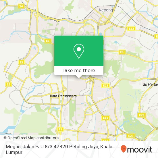 Peta Megas, Jalan PJU 8 / 3 47820 Petaling Jaya