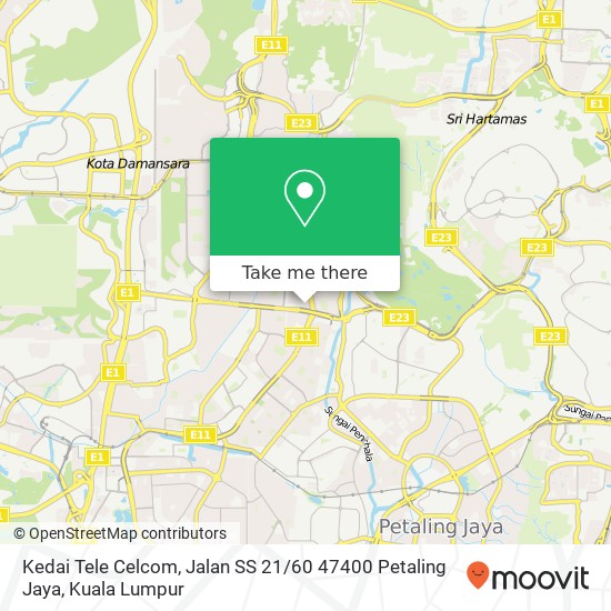 Peta Kedai Tele Celcom, Jalan SS 21 / 60 47400 Petaling Jaya