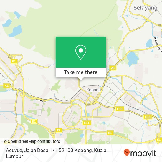 Peta Acuvue, Jalan Desa 1 / 1 52100 Kepong