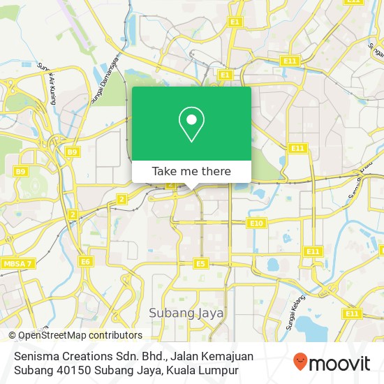 Peta Senisma Creations Sdn. Bhd., Jalan Kemajuan Subang 40150 Subang Jaya