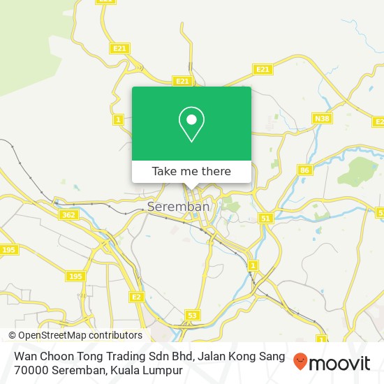 Peta Wan Choon Tong Trading Sdn Bhd, Jalan Kong Sang 70000 Seremban