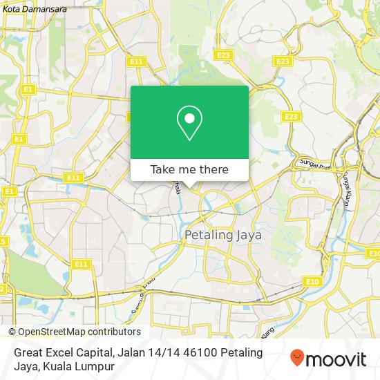 Peta Great Excel Capital, Jalan 14 / 14 46100 Petaling Jaya
