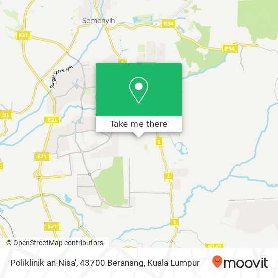 Peta Poliklinik an-Nisa', 43700 Beranang