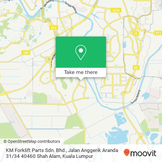 Peta KM Forklift Parts Sdn. Bhd., Jalan Anggerik Aranda 31 / 34 40460 Shah Alam
