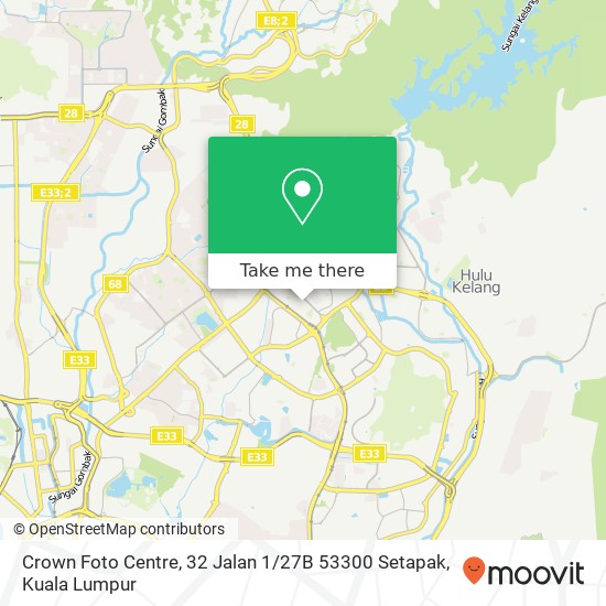 Peta Crown Foto Centre, 32 Jalan 1 / 27B 53300 Setapak
