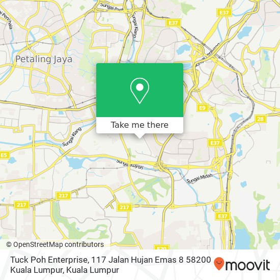 Peta Tuck Poh Enterprise, 117 Jalan Hujan Emas 8 58200 Kuala Lumpur