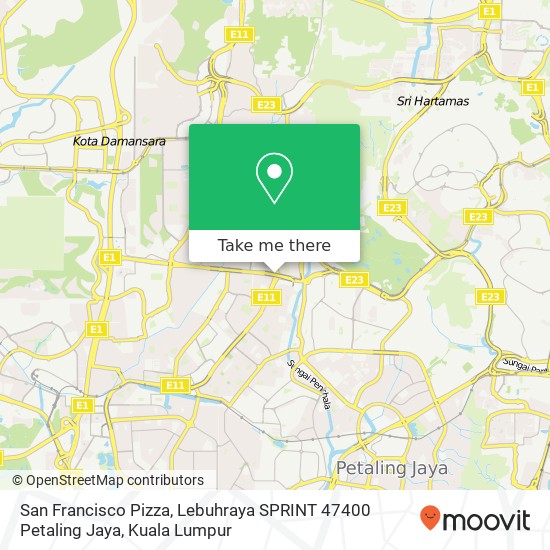 Peta San Francisco Pizza, Lebuhraya SPRINT 47400 Petaling Jaya