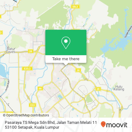 Peta Pasaraya TS Mega Sdn Bhd, Jalan Taman Melati 11 53100 Setapak
