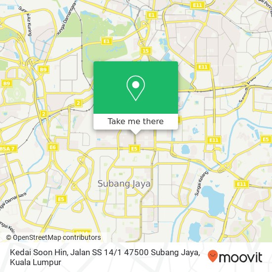 Peta Kedai Soon Hin, Jalan SS 14 / 1 47500 Subang Jaya