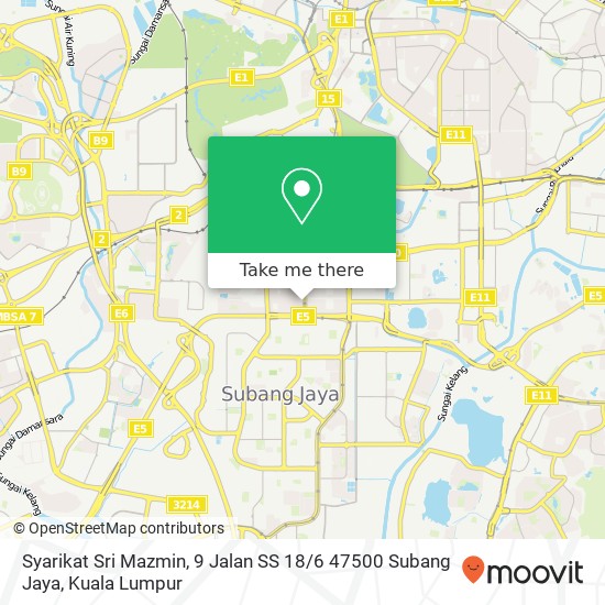 Syarikat Sri Mazmin, 9 Jalan SS 18 / 6 47500 Subang Jaya map