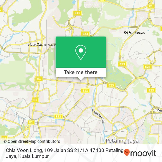 Peta Chia Voon Liong, 109 Jalan SS 21 / 1A 47400 Petaling Jaya