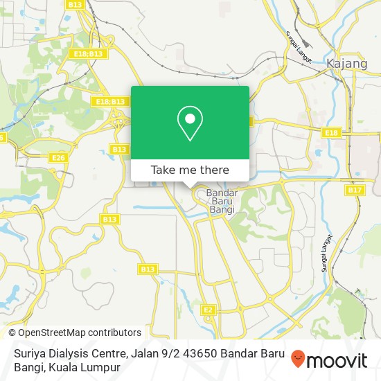 Peta Suriya Dialysis Centre, Jalan 9 / 2 43650 Bandar Baru Bangi