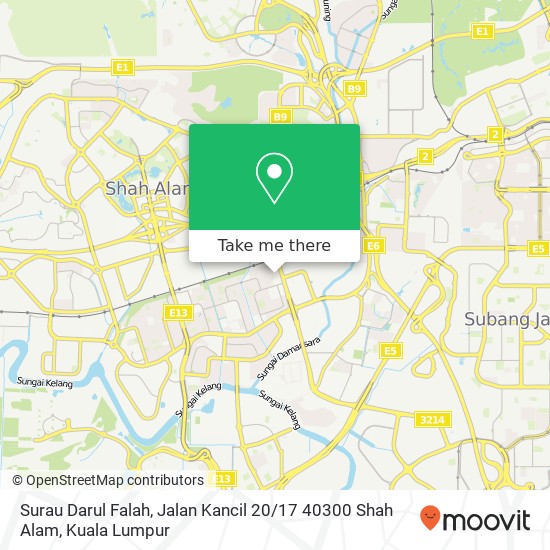 Peta Surau Darul Falah, Jalan Kancil 20 / 17 40300 Shah Alam