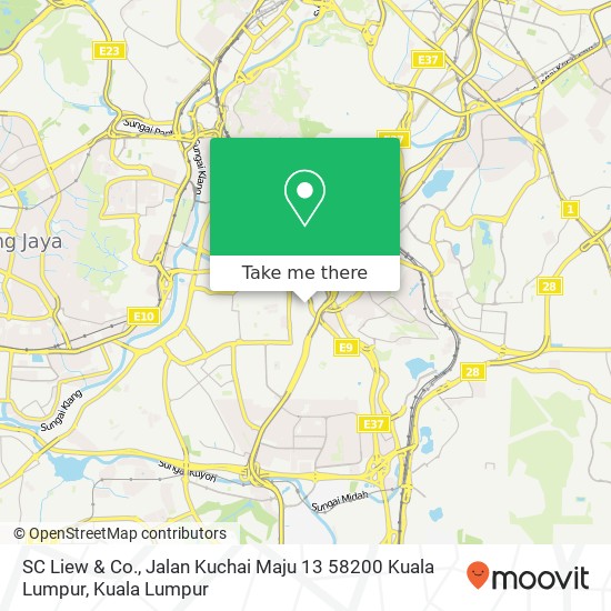 Peta SC Liew & Co., Jalan Kuchai Maju 13 58200 Kuala Lumpur
