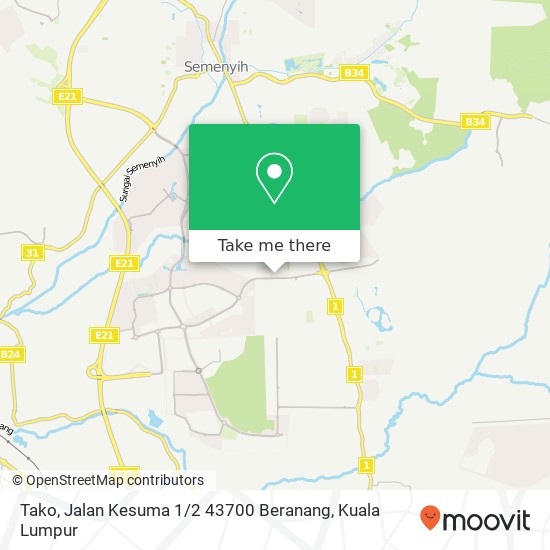 Peta Tako, Jalan Kesuma 1 / 2 43700 Beranang
