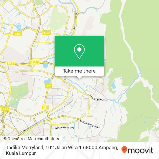 Peta Tadika Merryland, 102 Jalan Wira 1 68000 Ampang