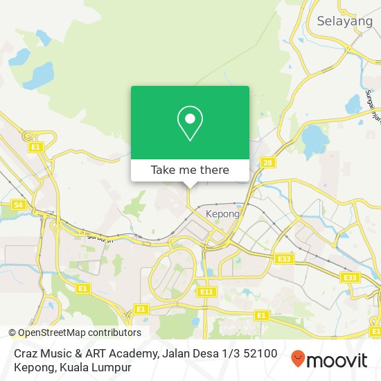 Peta Craz Music & ART Academy, Jalan Desa 1 / 3 52100 Kepong