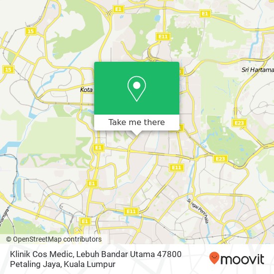 Peta Klinik Cos Medic, Lebuh Bandar Utama 47800 Petaling Jaya