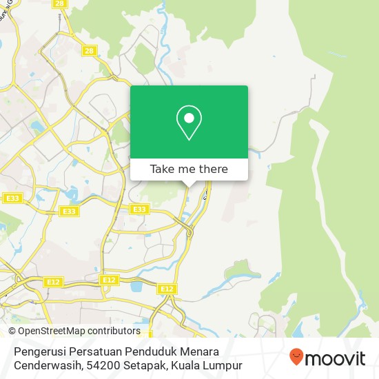 Pengerusi Persatuan Penduduk Menara Cenderwasih, 54200 Setapak map