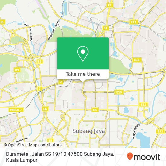 Peta Durametal, Jalan SS 19 / 10 47500 Subang Jaya