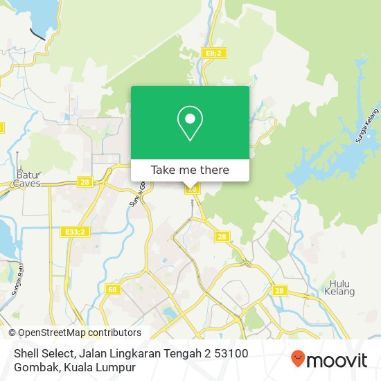 Peta Shell Select, Jalan Lingkaran Tengah 2 53100 Gombak