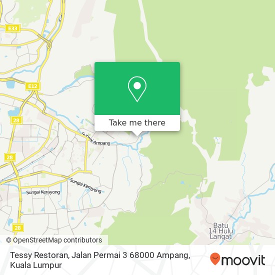 Peta Tessy Restoran, Jalan Permai 3 68000 Ampang