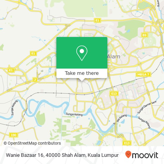 Wanie Bazaar 16, 40000 Shah Alam map