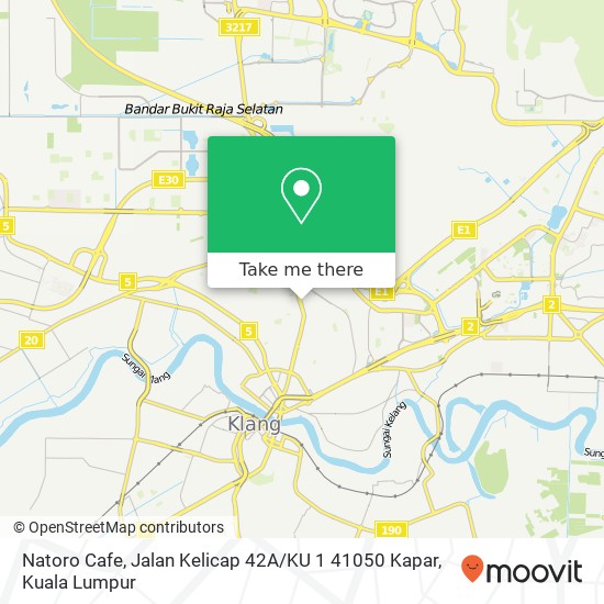 Peta Natoro Cafe, Jalan Kelicap 42A / KU 1 41050 Kapar