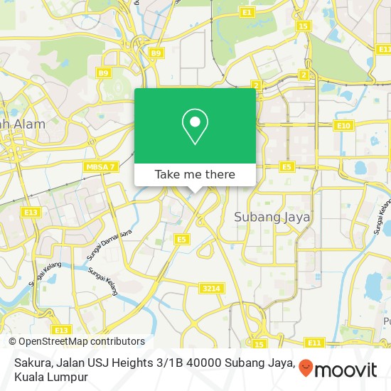 Peta Sakura, Jalan USJ Heights 3 / 1B 40000 Subang Jaya