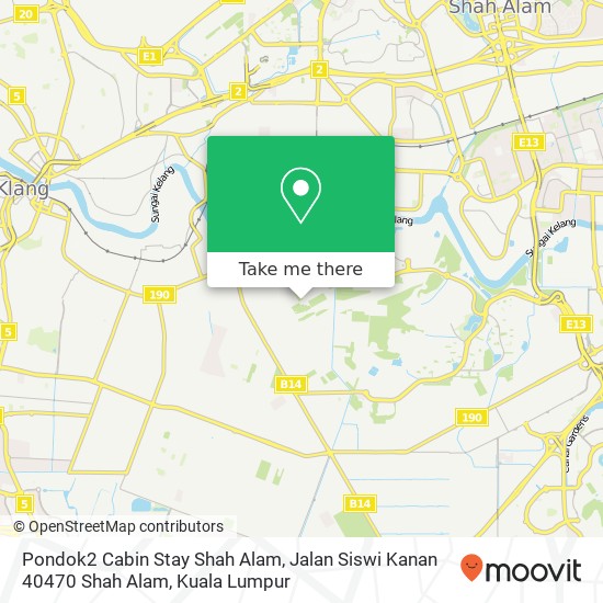 Pondok2 Cabin Stay Shah Alam, Jalan Siswi Kanan 40470 Shah Alam map