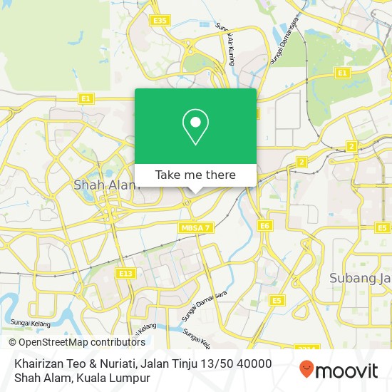 Peta Khairizan Teo & Nuriati, Jalan Tinju 13 / 50 40000 Shah Alam
