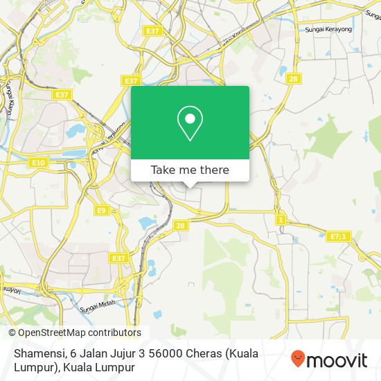 Peta Shamensi, 6 Jalan Jujur 3 56000 Cheras (Kuala Lumpur)