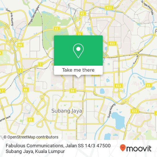 Peta Fabulous Communications, Jalan SS 14 / 3 47500 Subang Jaya