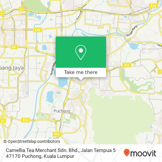 Peta Camellia Tea Merchant Sdn. Bhd., Jalan Tempua 5 47170 Puchong