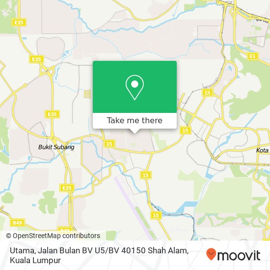 Utama, Jalan Bulan BV U5 / BV 40150 Shah Alam map